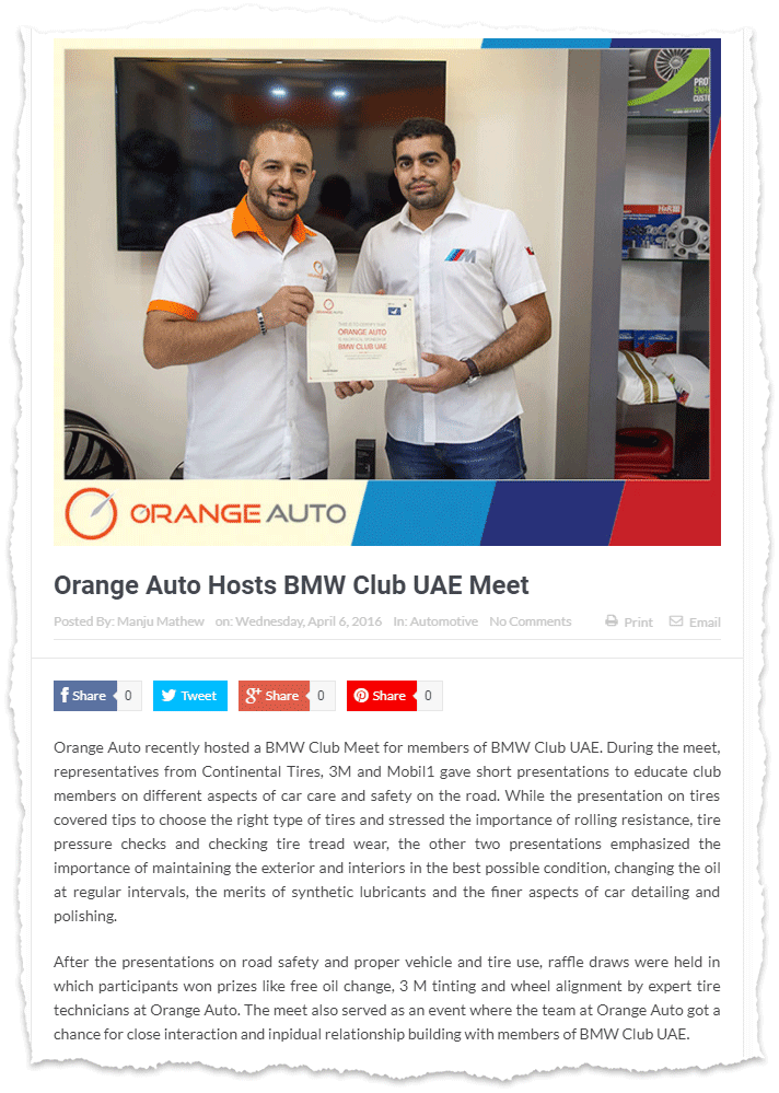 Orange Auto Hosts BMW Club UAE Meet