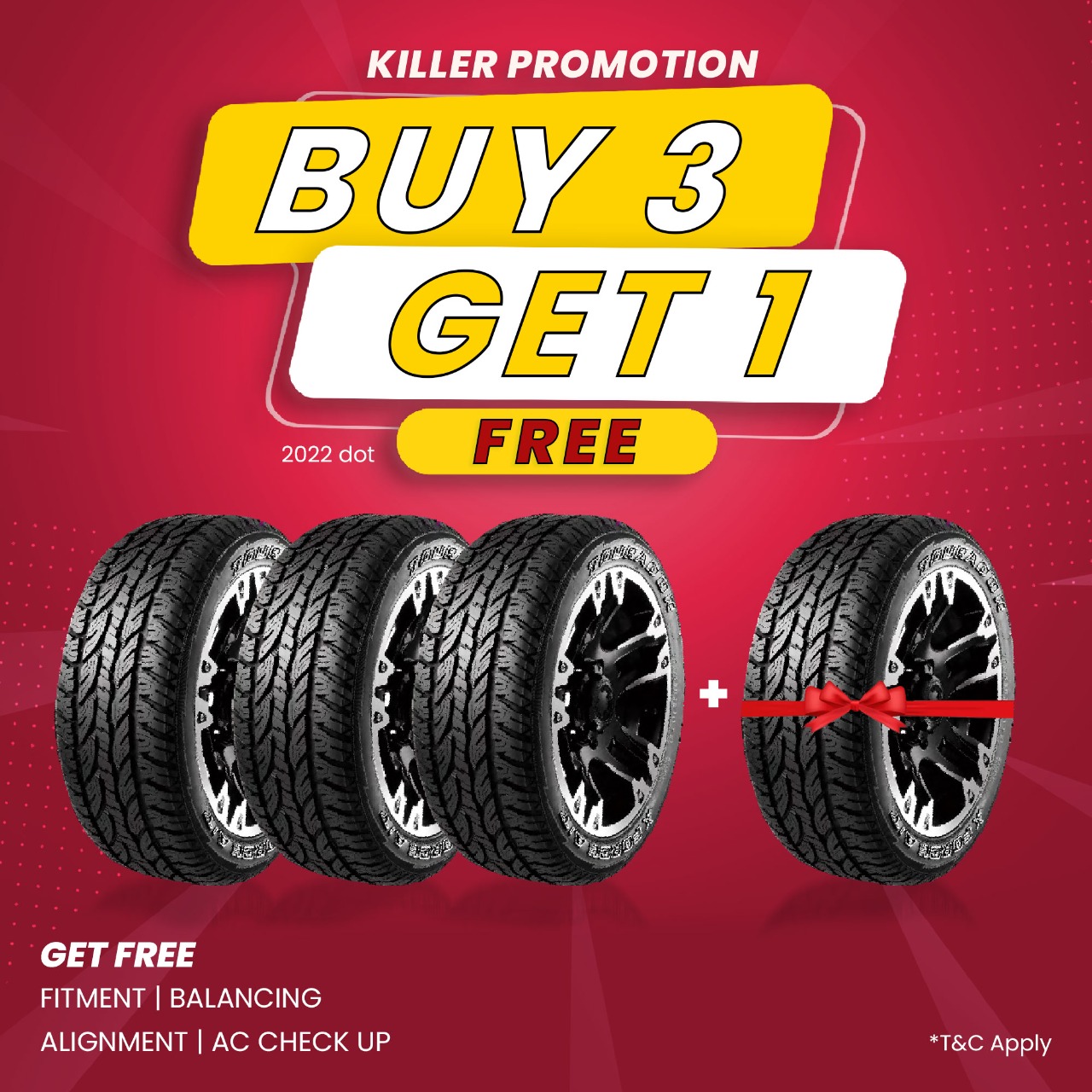 Buy 3 tires and get 1 free - promotion
